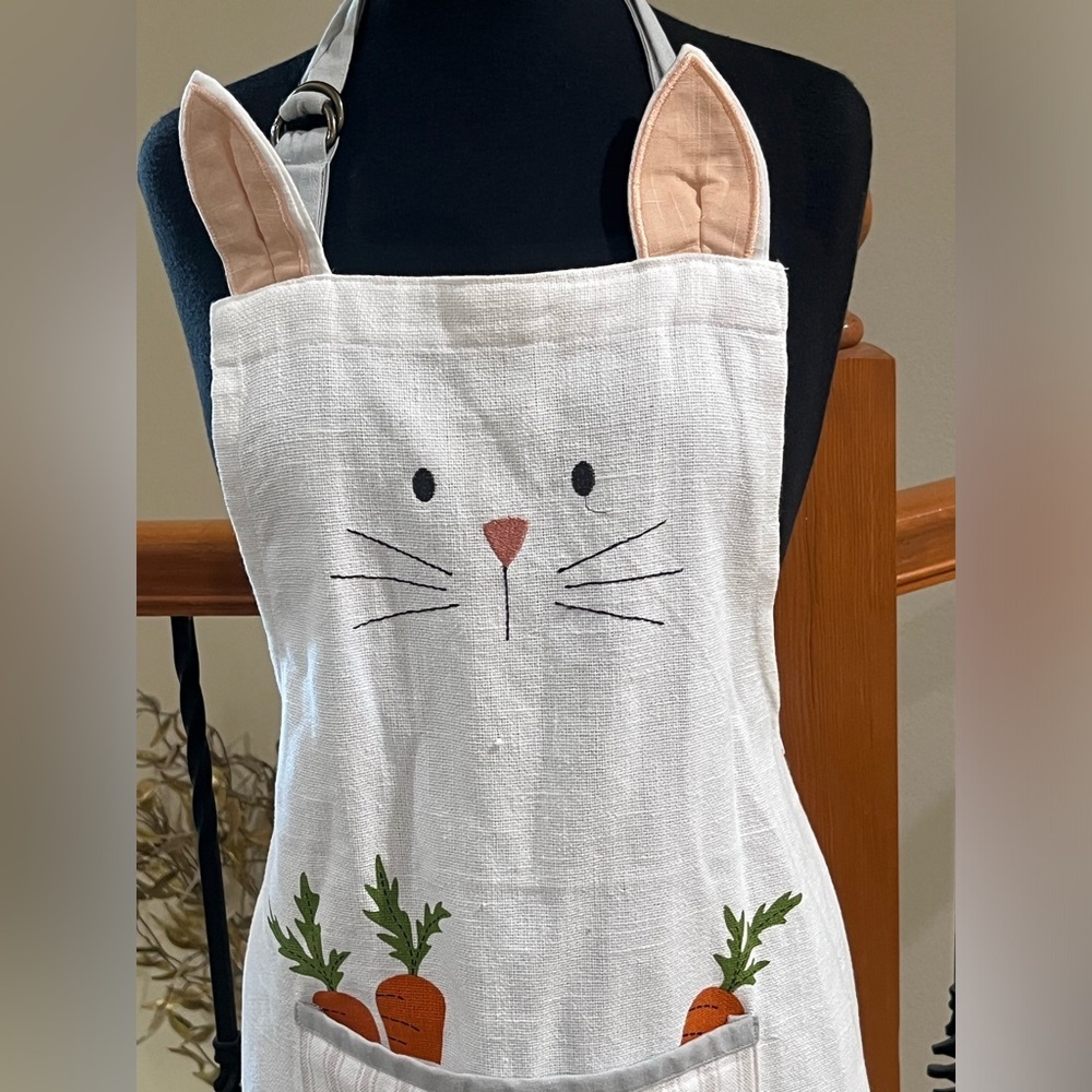 Cute Bunny Apron with Carrot Pockets by CUPCAKES AND CASHMERE: WOMEN 26”X 35” - Picture 8 of 11